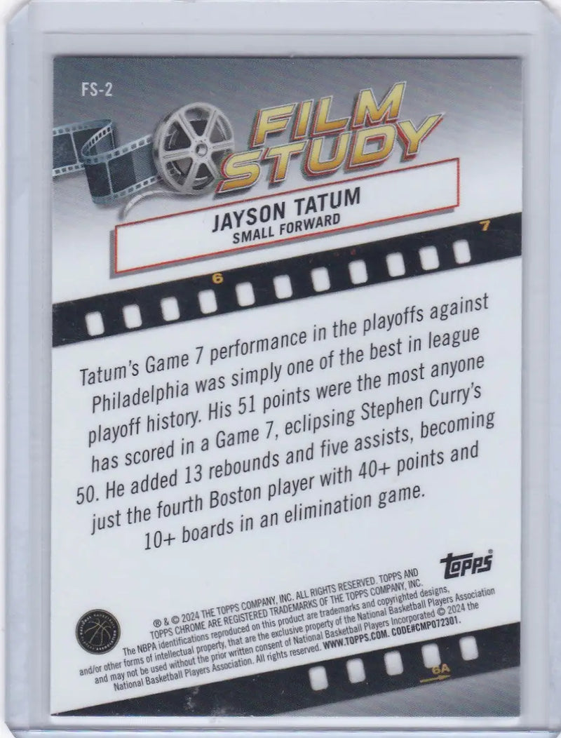 2024 TOPPS CHROME #FS-2 JAYSON TATUM FILM STUDY REFRACTOR- BOSTON CELTICS - Basketball Card Single