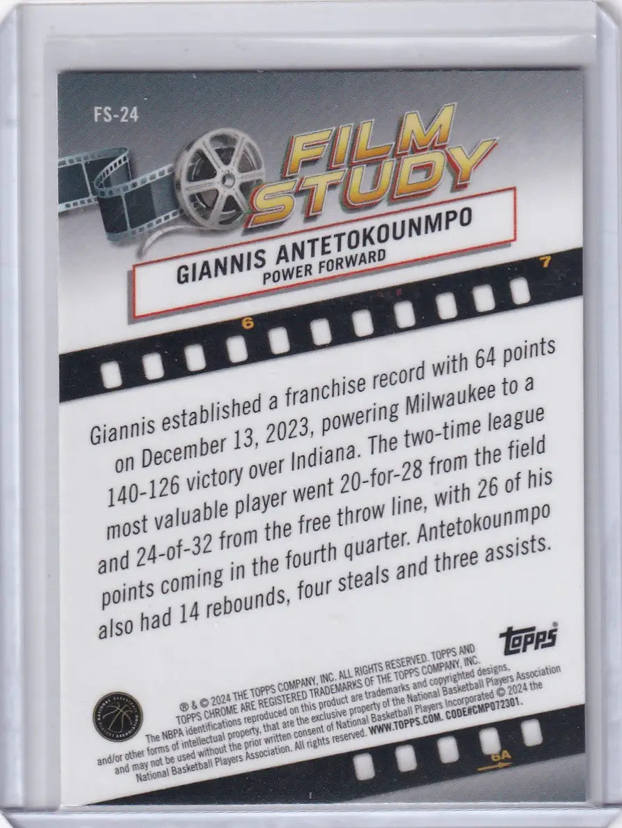 2024 TOPPS CHROME #FS-24 GIANNIS ANTETOKOUNMPO SILVER- MILWAUKEE BUCKS - Basketball Card Single