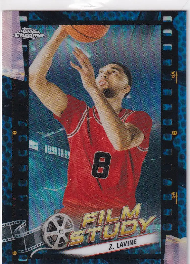 2024 TOPPS CHROME #FS-4 ZACH LAVINE FILM STUDY BLUE HOLO- CHICAGO BULLS - Basketball Card Single