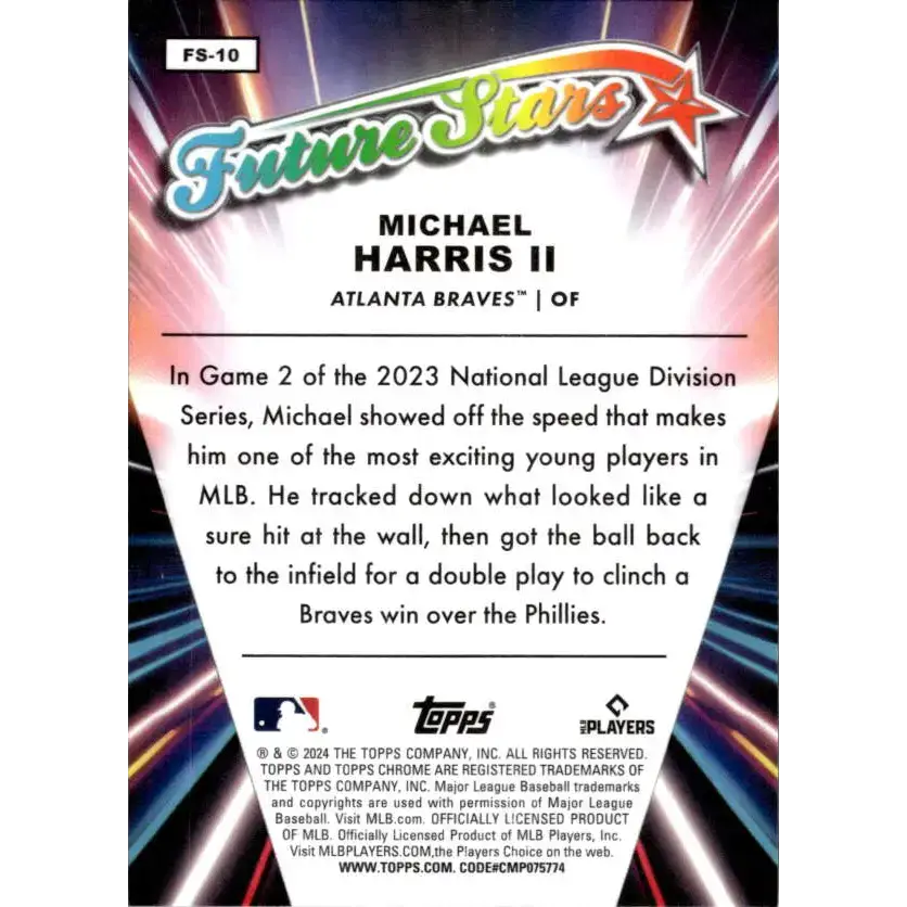 2024 Topps Chrome Future Stars Refractor #FS-10 Michael Harris II NM-MT Atlanta Braves Baseball Card - Baseball Card