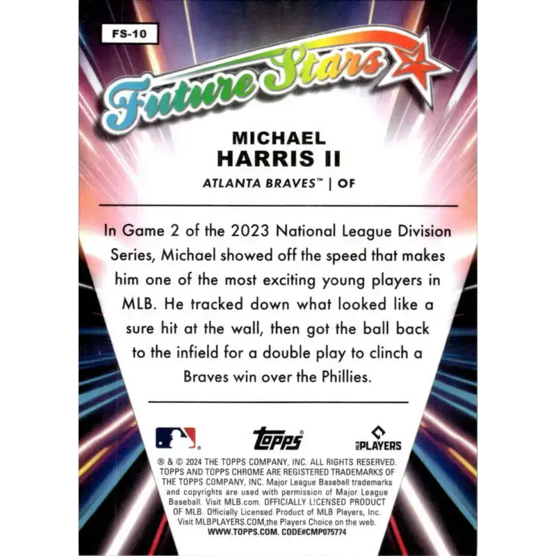 2024 Topps Chrome Future Stars Refractor #FS-10 Michael Harris II NM-MT Atlanta Braves Baseball Card - Baseball Card