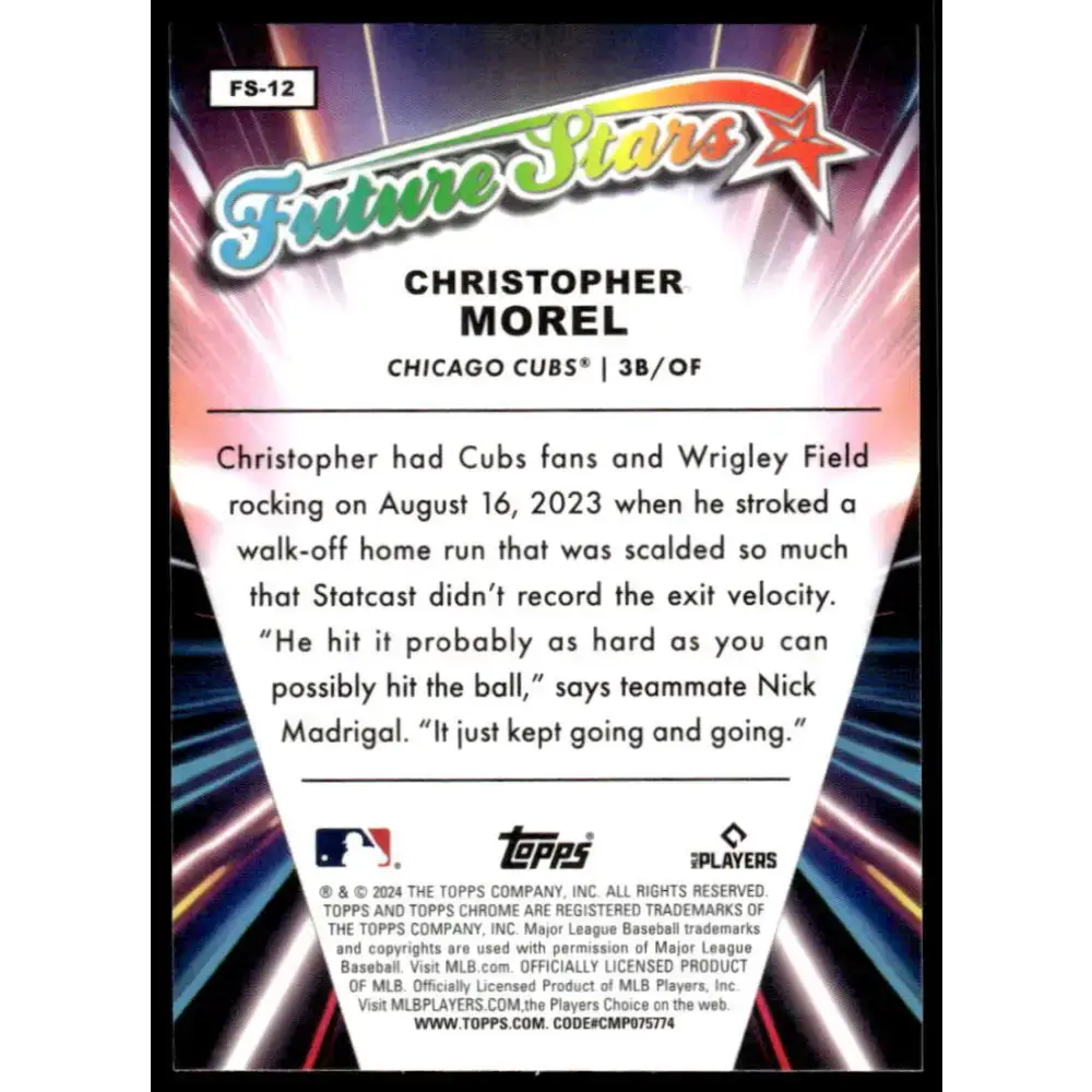 2024 Topps Chrome Future Stars Refractor #FS-12 Christopher Morel NM-MT Chicago Cubs Baseball Card - Baseball Card