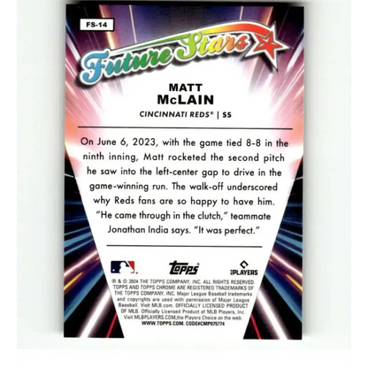 2024 Topps Chrome Future Stars Refractor #FS-14 Matt McLain NM-MT Cincinnati Reds Baseball Card