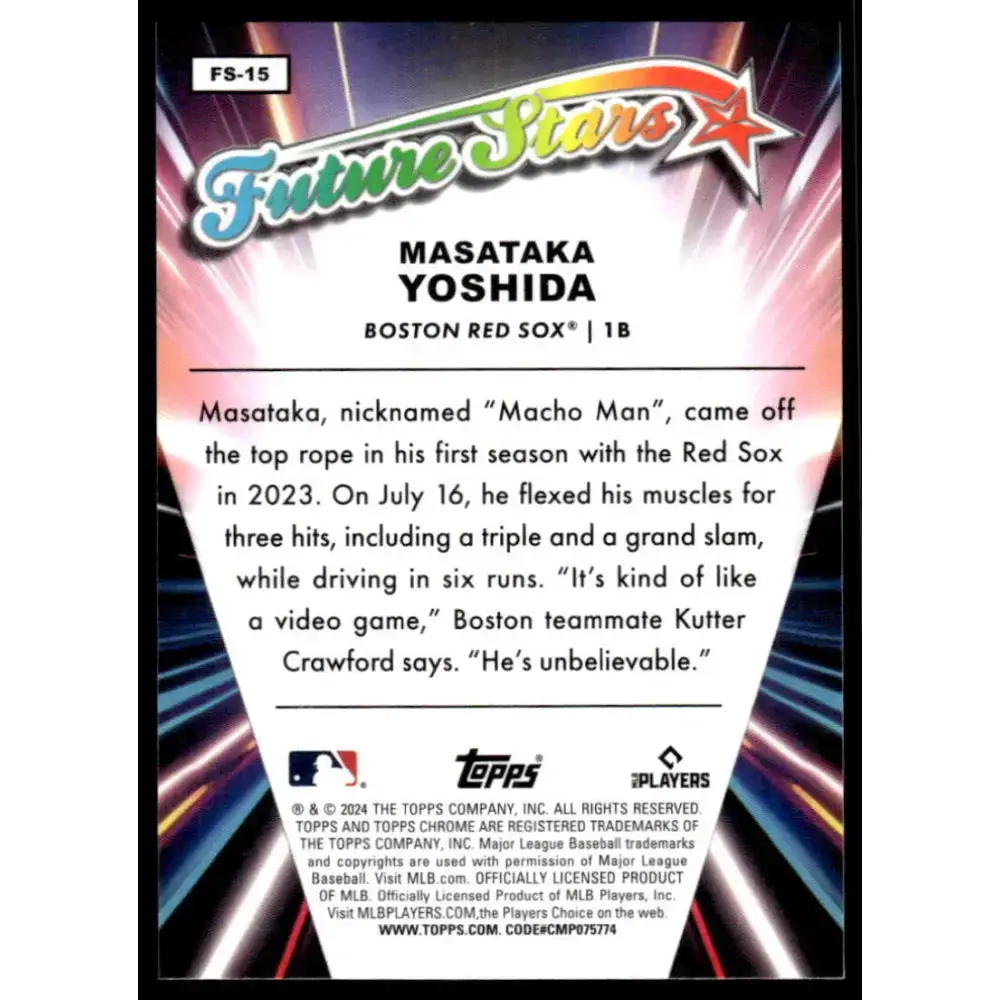 2024 Topps Chrome Future Stars Refractor #FS-15 Masataka Yoshida NM-MT Boston Red Sox Baseball Card - Baseball Card