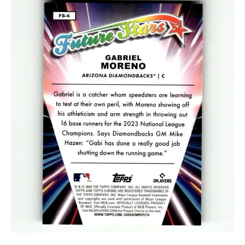 2024 Topps Chrome Future Stars Refractor #FS-4 Gabriel Moreno NM-MT Arizona Diamondbacks Baseball Card - Baseball Card