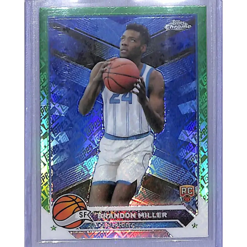 2024 Topps Chrome Green Logo Refractor #127 Brandon Miller NM-MT Charlotte Hornets - Basketball Card Single
