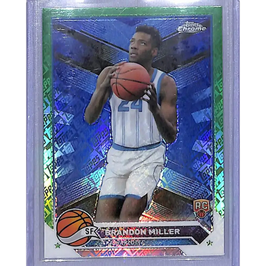 2024 Topps Chrome Green Logo Refractor #127 Brandon Miller NM-MT Charlotte Hornets - Basketball Card Single