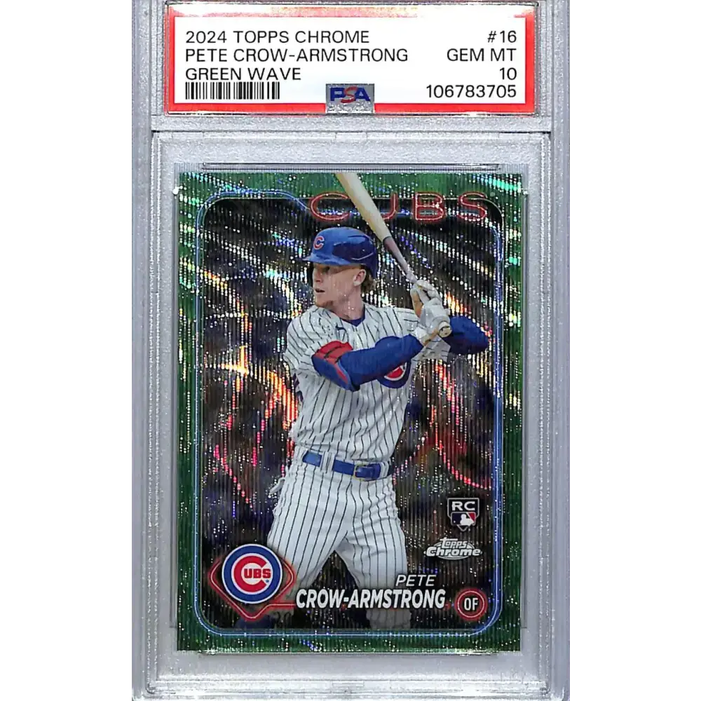 2024 Topps Chrome Green Wave #16 Pete Crow-Armstrong PSA 10 GEM MINT RC Rookie 20/99 Chicago Cubs - Baseball Card Single