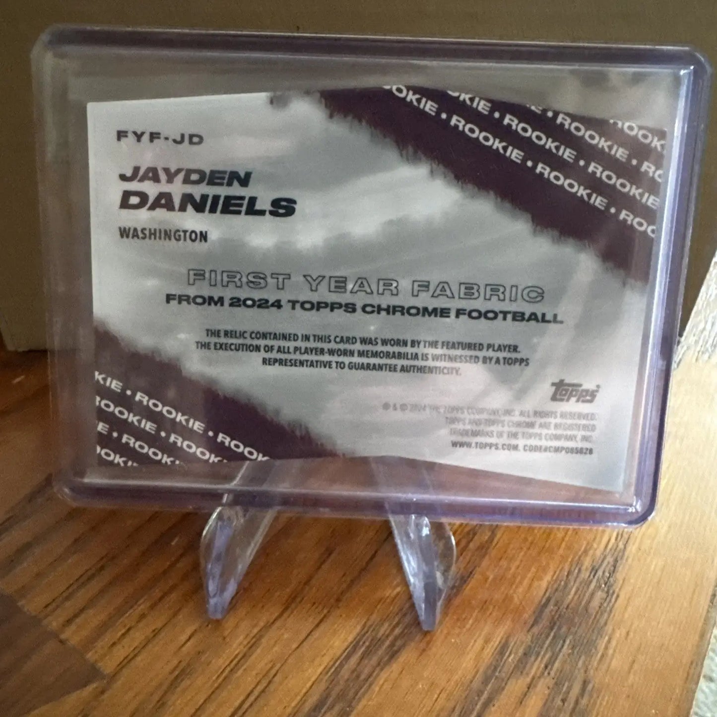 2024 Topps Chrome Jayden Daniels First Year Fabric Player Worn Relic RC - Football Card Single