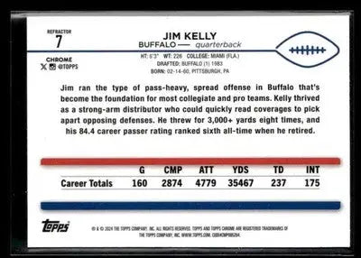 2024 Topps Chrome Jim Kelly #7 Refractor Buffalo Bills