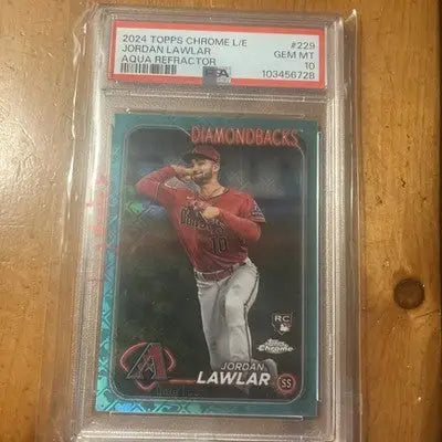 Graded Jordan Lawlar baseball card 2024 Topps Chrome Jordan Aqua Refractor /199