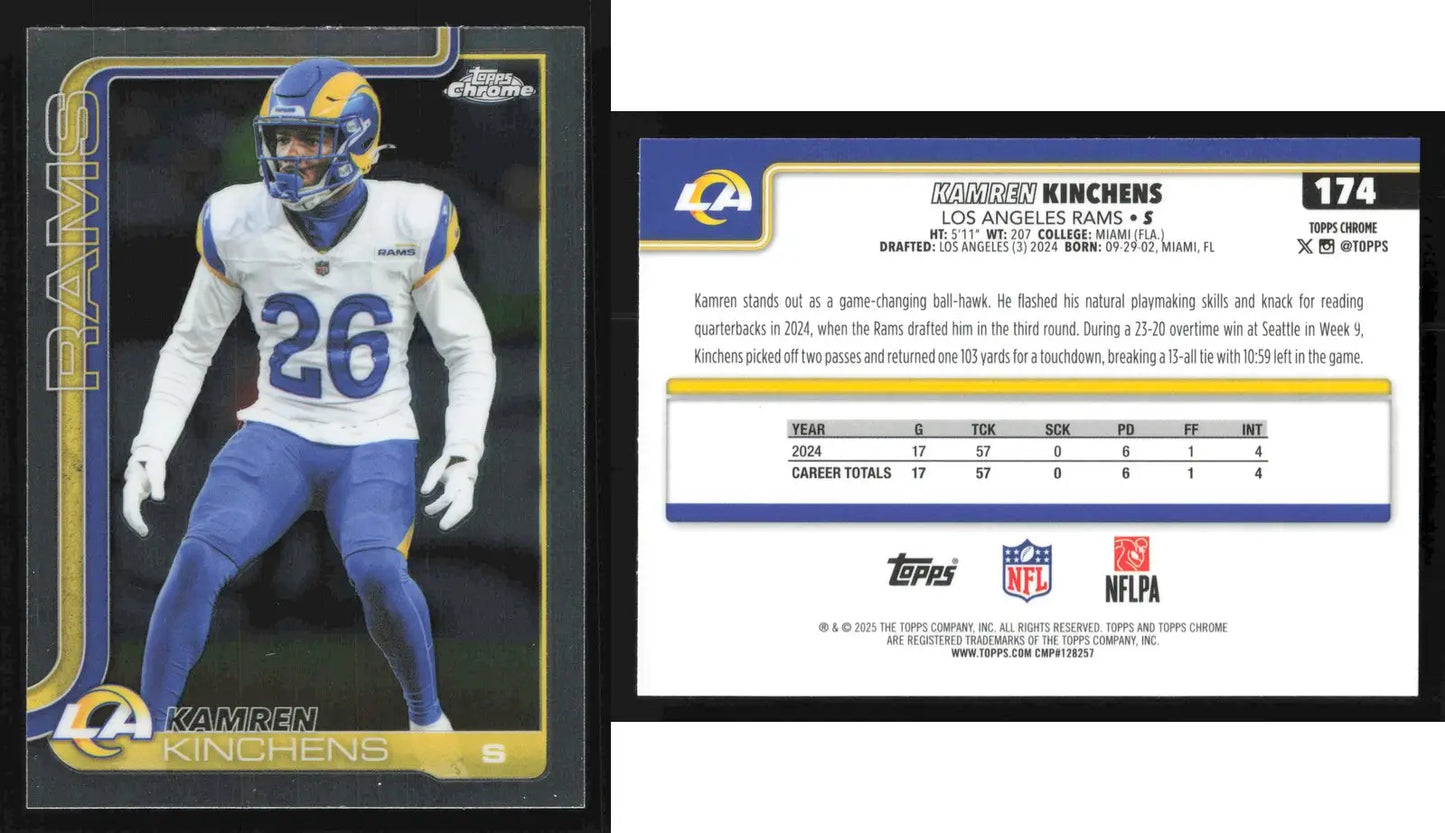 2024 Topps Chrome KAMREN KINCHENS #174 Los Angeles Rams RC - Football Card Single