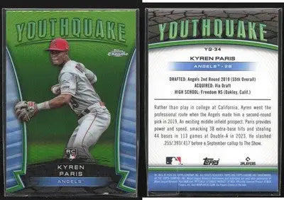 2024 Topps Chrome KYREN PARIS #YQ-34 Youthquake Green Refr /99 Angels RC