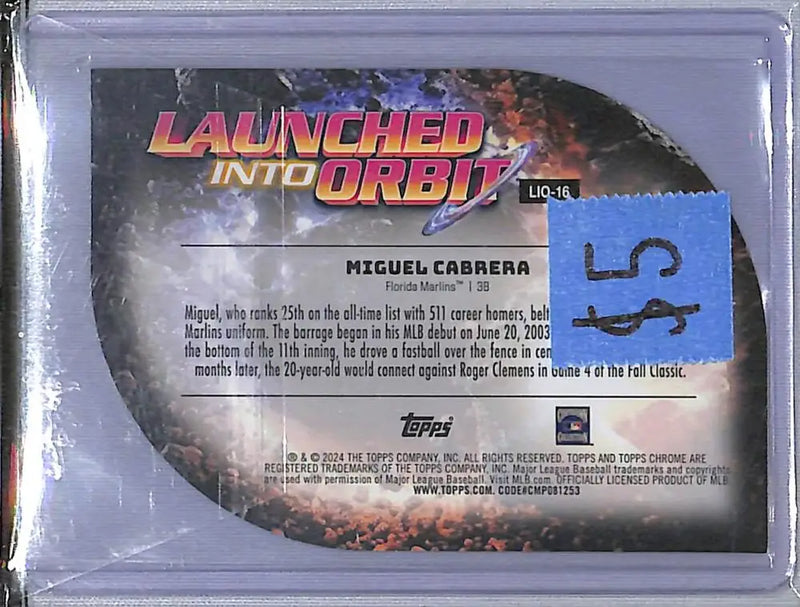 2024 Topps Chrome Launched Into Orbit Die Cut #LIO-16 Miguel Cabrera NM-MT Florida Marlins - Baseball Card Single
