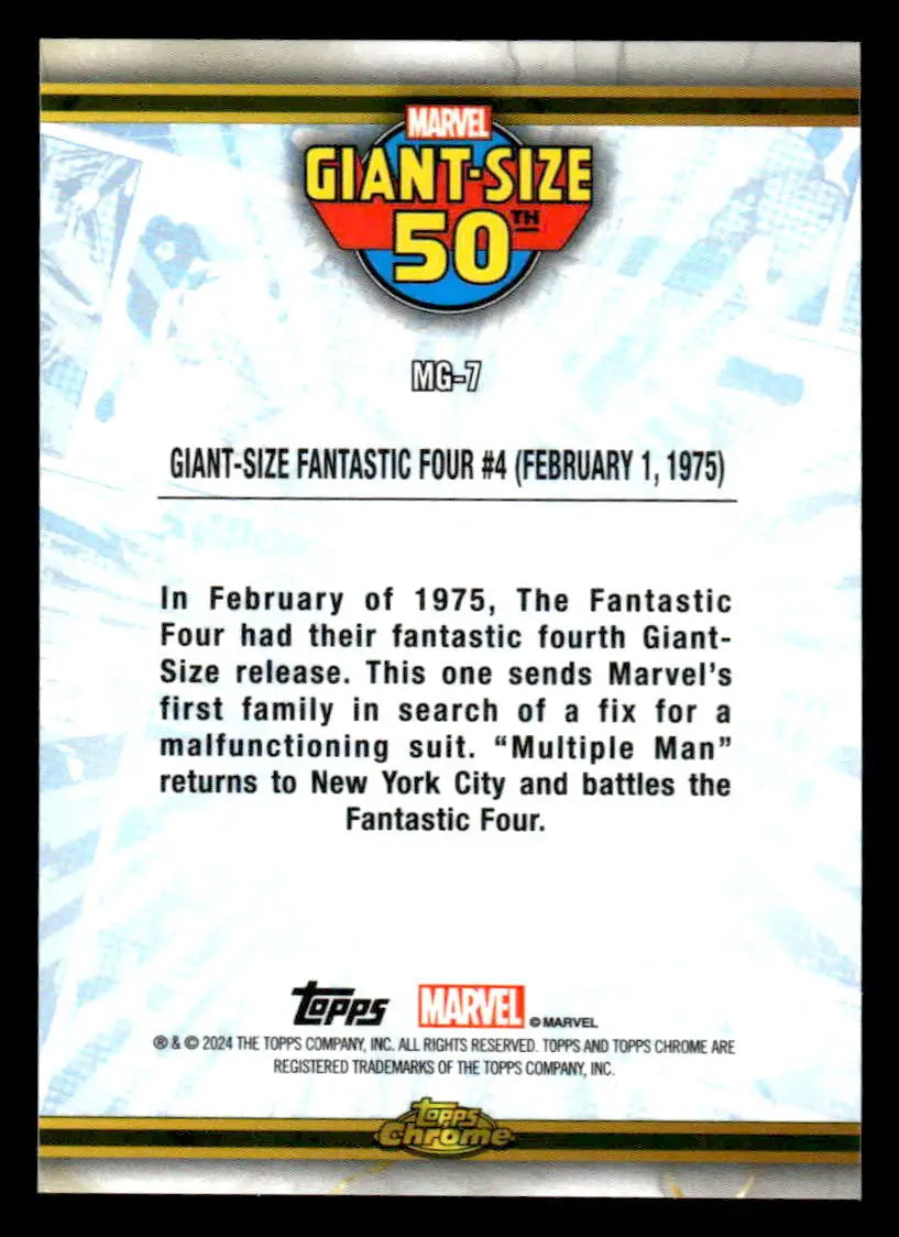 2024 Topps Chrome Marvel #MG-7 Giant Size Fantastic Four #4 Marvel 50th Annv - Marvel Card Single