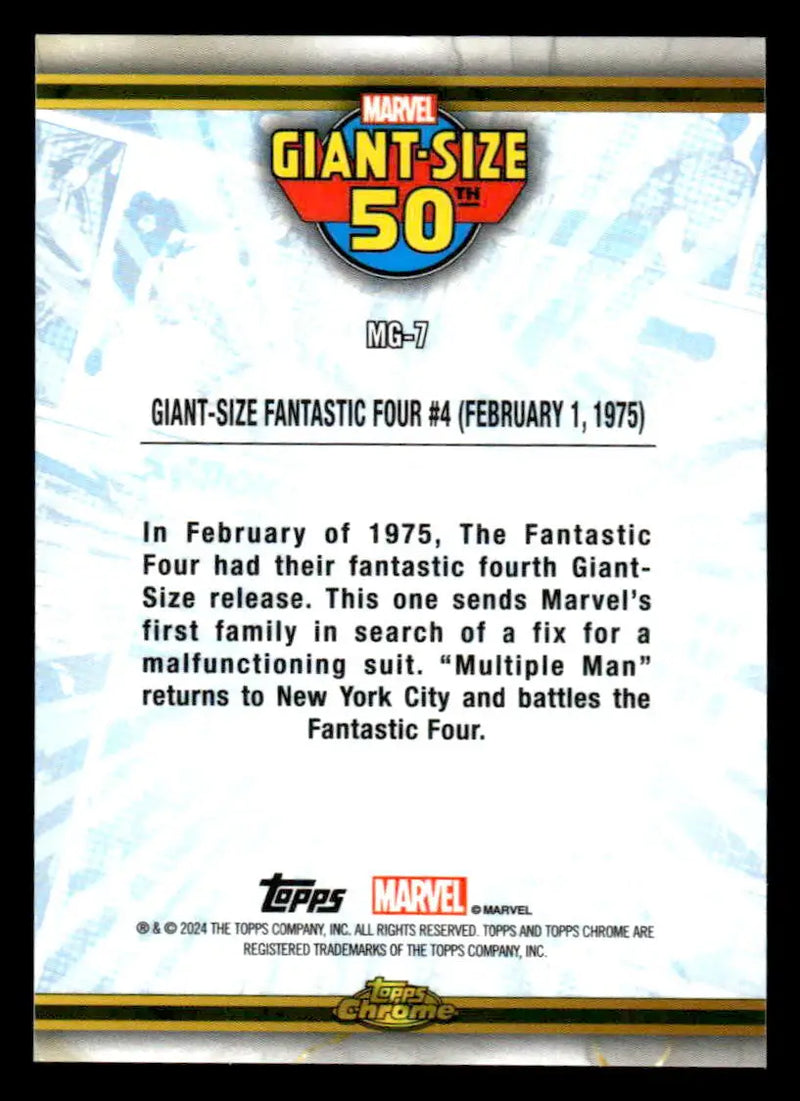 2024 Topps Chrome Marvel #MG-7 Giant Size Fantastic Four #4 Marvel 50th Annv - Marvel Card Single