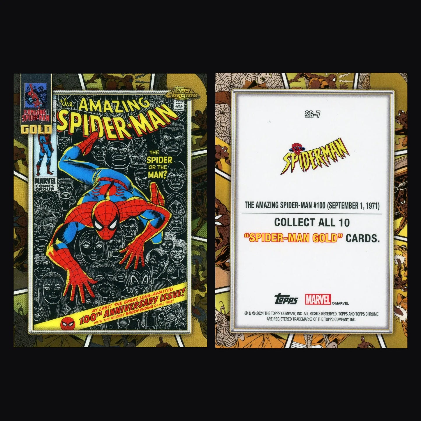 2024 Topps Chrome Marvel Spider-Man Gold #SG-7 Amazing Spider-Man #100 - Marvel Card Single