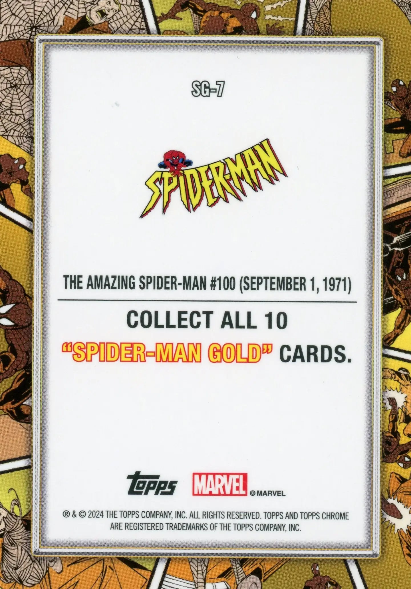 2024 Topps Chrome Marvel Spider-Man Gold #SG-7 Amazing Spider-Man #100 - Marvel Card Single