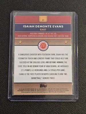 2024 Topps Chrome McDonald’s All-American #27 Isaiah Demonte Evans - Basketball Card Single