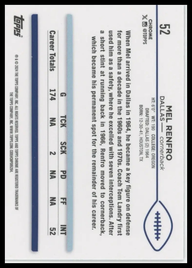 2024 Topps Chrome - Mel Renfro #52 - Baseball Card Single