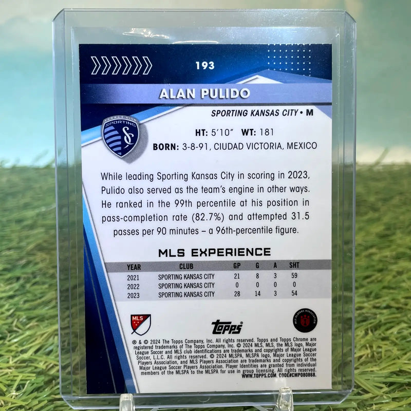 2024 Topps Chrome MLS /150 Alan Pulido Blue Refractor #193 Sporting KC - Soccer Card Single