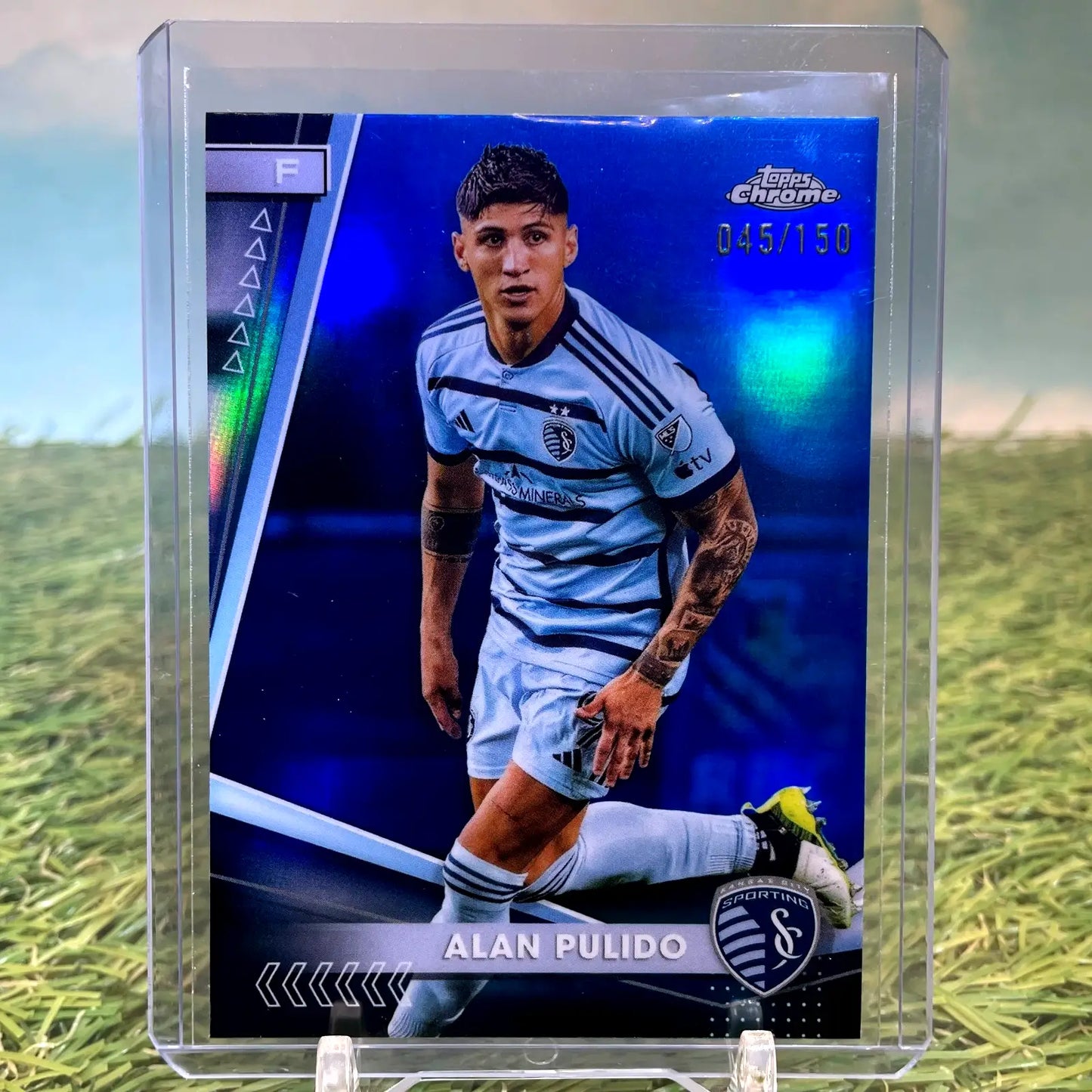 2024 Topps Chrome MLS /150 Alan Pulido Blue Refractor #193 Sporting KC - Soccer Card Single