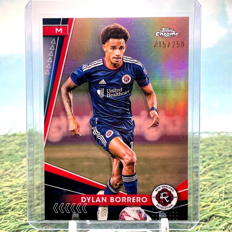 Dylan Borrero soccer card from 2024 Topps Chrome MLS Rose Gold Refractor #/250