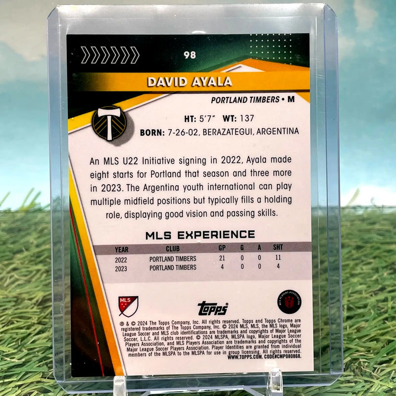 2024 Topps Chrome MLS DAVID AYALA Orange REFRACTOR /25 #98 Timbers - Soccer Card Single