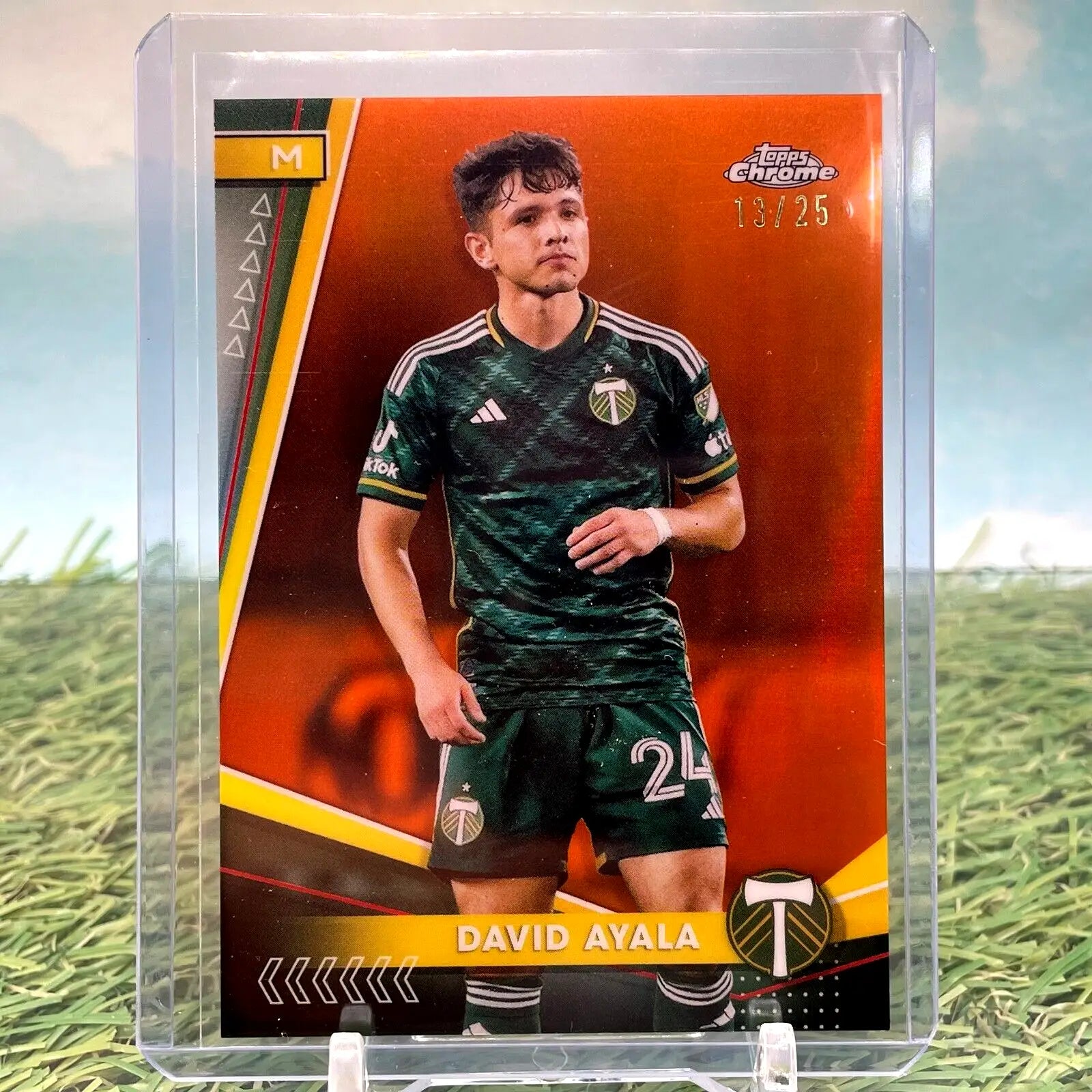 2024 Topps Chrome MLS DAVID AYALA Orange REFRACTOR /25 #98 Timbers - Soccer Card Single