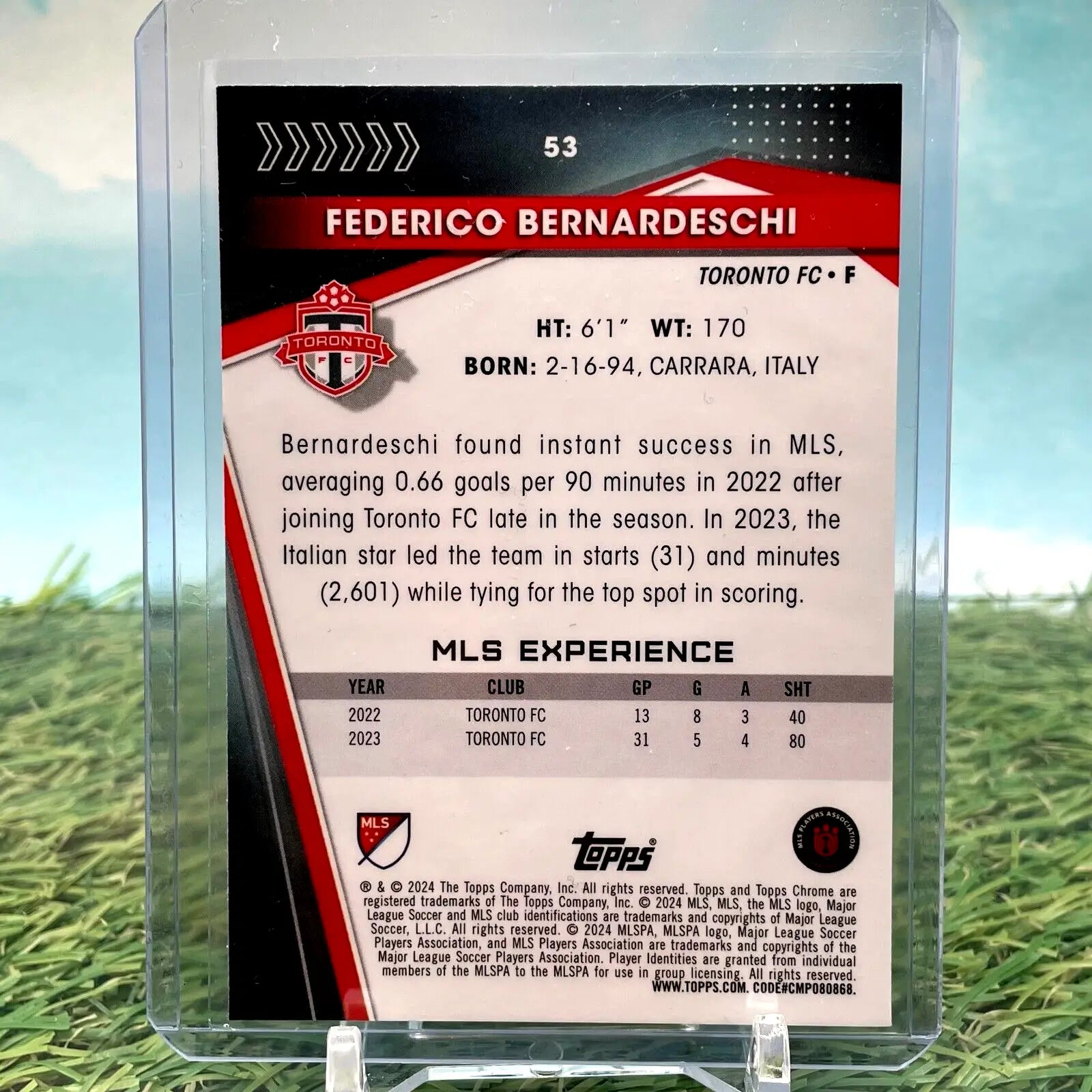Federico Bernardeschi 2024 Topps Chrome MLS Rose Gold Refractor /250 soccer card