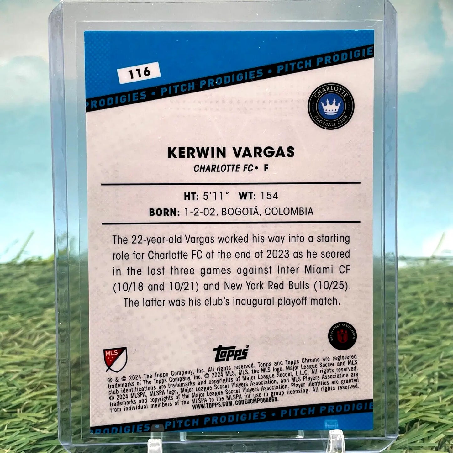 2024 Topps Chrome MLS Sapphire Kerwin Vargas Blue Refractor /150 Rookie (RC) - Soccer Card Single