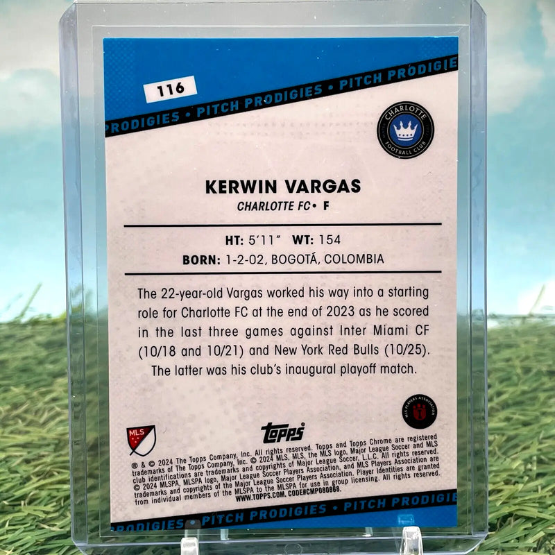 2024 Topps Chrome MLS Sapphire Kerwin Vargas Blue Refractor /150 Rookie (RC) - Soccer Card Single