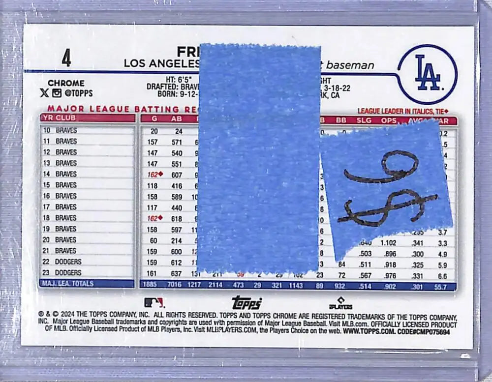 2024 Topps Chrome Pink #4 Freddie Freeman NM-MT Los Angeles Dodgers