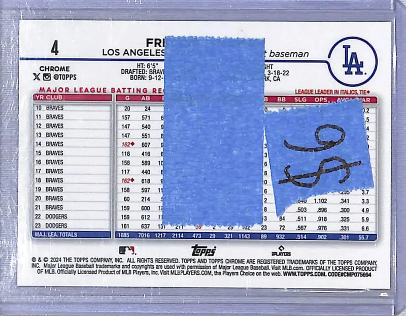 2024 Topps Chrome Pink #4 Freddie Freeman NM-MT Los Angeles Dodgers