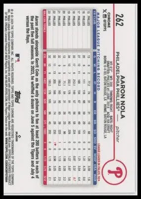 2024 Topps Chrome - Pink Refractors Aaron Nola 262 Philadelphia Phillies NM - Baseball Card Single