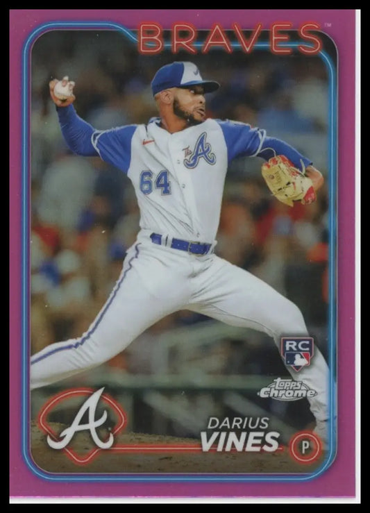 2024 Topps Chrome - Pink Refractors Darius Vines 197 Atlanta Braves Baseball NM - Baseball Card Single