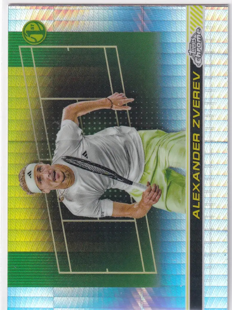 Baseball player in white uniform swinging bat for Topps Chrome Prizm set