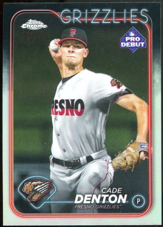 2024 Topps Chrome Pro Debut #PDC-86 Cade Denton Refractor /99 Rockies - Baseball Card Single