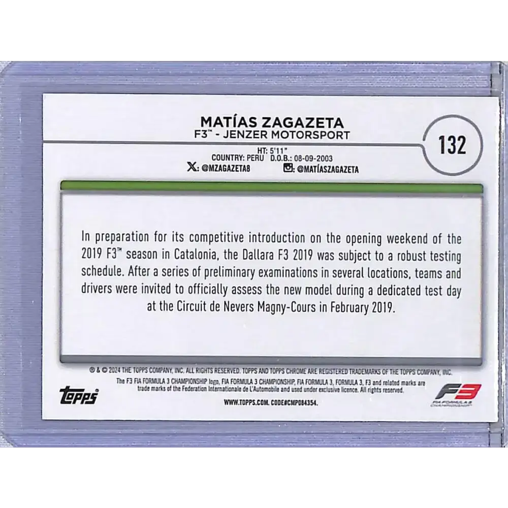 2024 Topps Chrome RayWave Gold #132 Matias Zagazeta NM-MT 14/50 - Racing Card Single