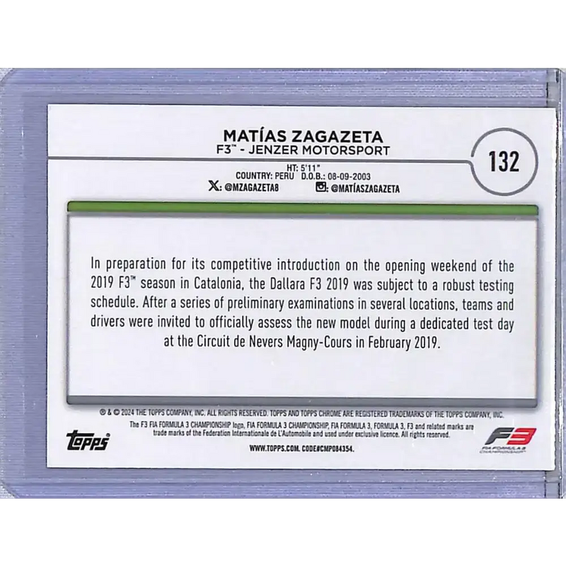 2024 Topps Chrome RayWave Gold #132 Matias Zagazeta NM-MT 14/50 - Racing Card Single