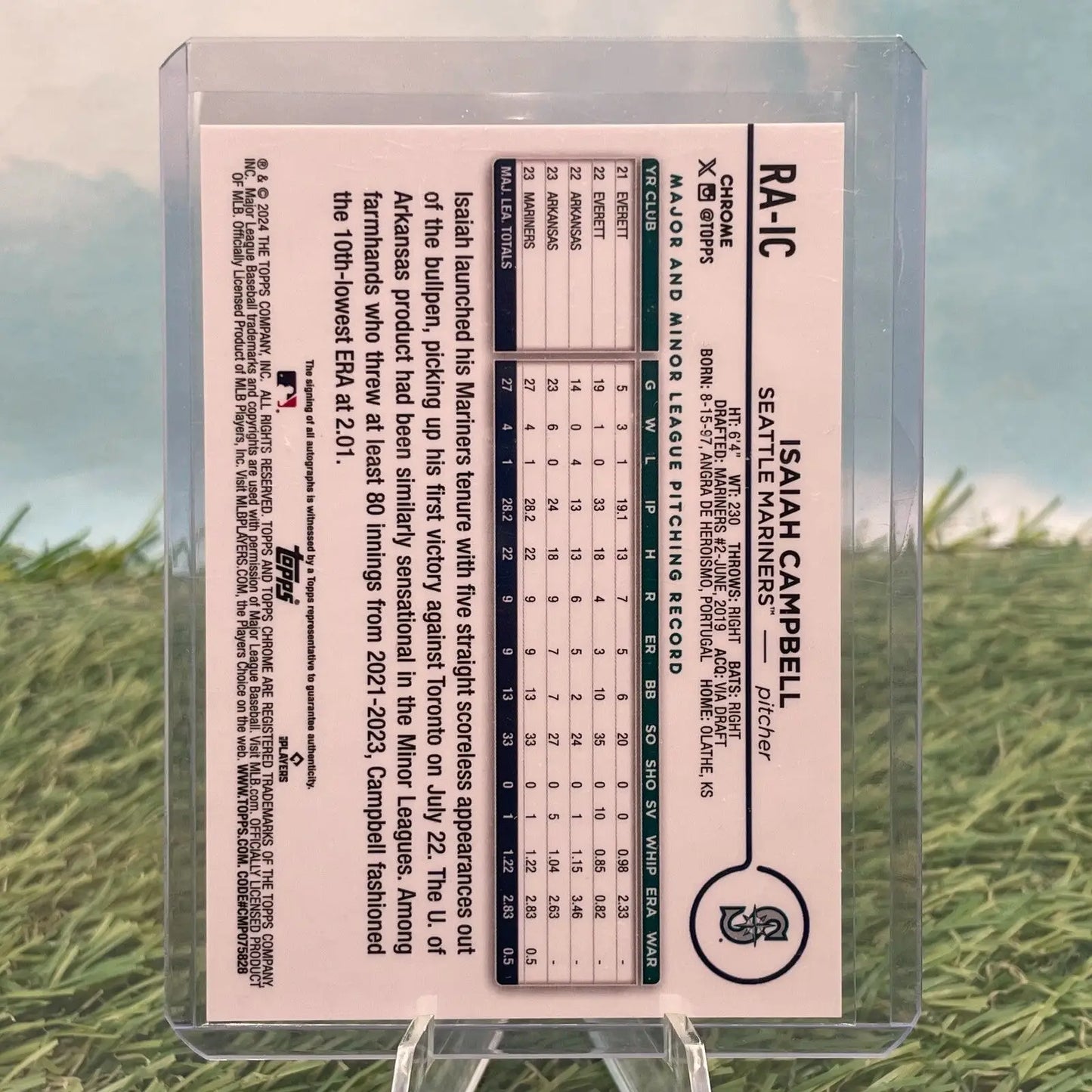 2024 Topps Chrome RC Auto- Isaiah Campbell -RA-IC- Seattle Mariners - Baseball Card Single