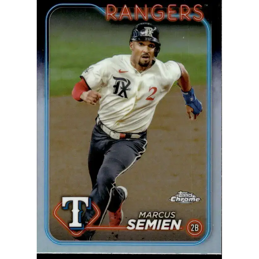 2024 Topps Chrome Refractor #102 Marcus Semien NM-MT Texas Rangers Baseball Card - Baseball Card Single