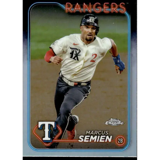 2024 Topps Chrome Refractor #102 Marcus Semien NM-MT Texas Rangers Baseball Card - Baseball Card Single