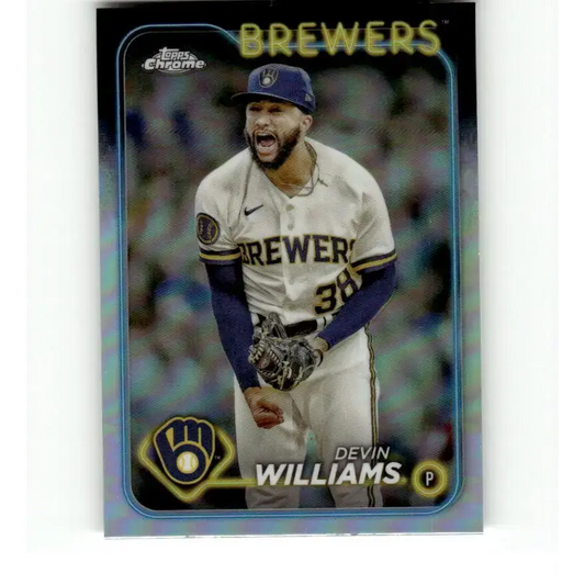 2024 Topps Chrome Refractor #103 Devin Williams NM-MT Milwaukee Brewers Baseball Card - Baseball Card Single