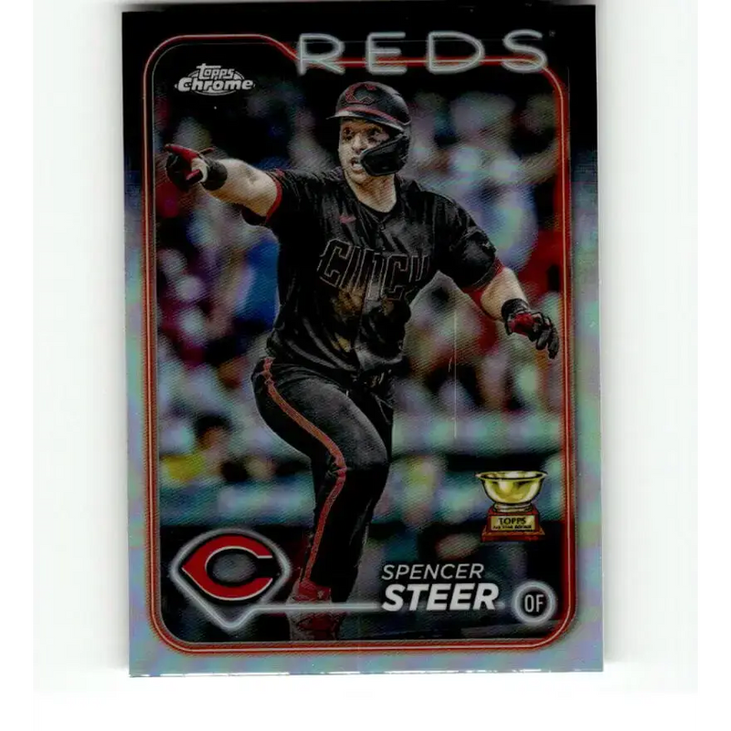 2024 Topps Chrome Refractor #104 Spencer Steer NM-MT Cincinnati Reds Baseball Card - Baseball Card Single