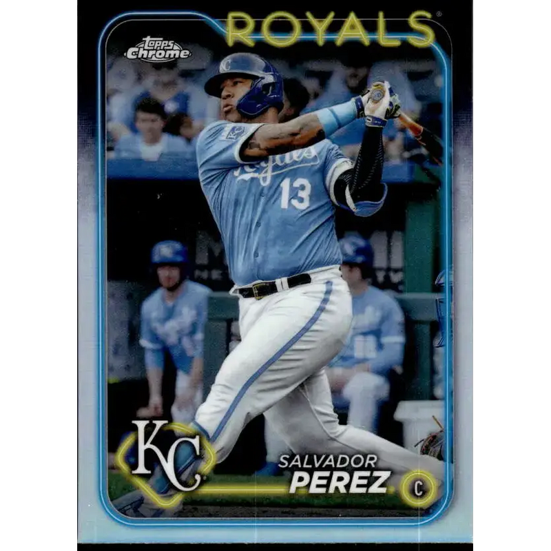 2024 Topps Chrome Refractor #117 Salvador Perez NM-MT Kansas City Royals Baseball Card - Baseball Card Single