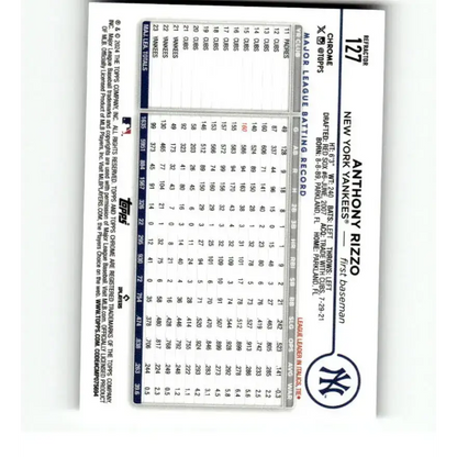 2024 Topps Chrome Refractor #127 Anthony Rizzo NM-MT New York Yankees Baseball Card