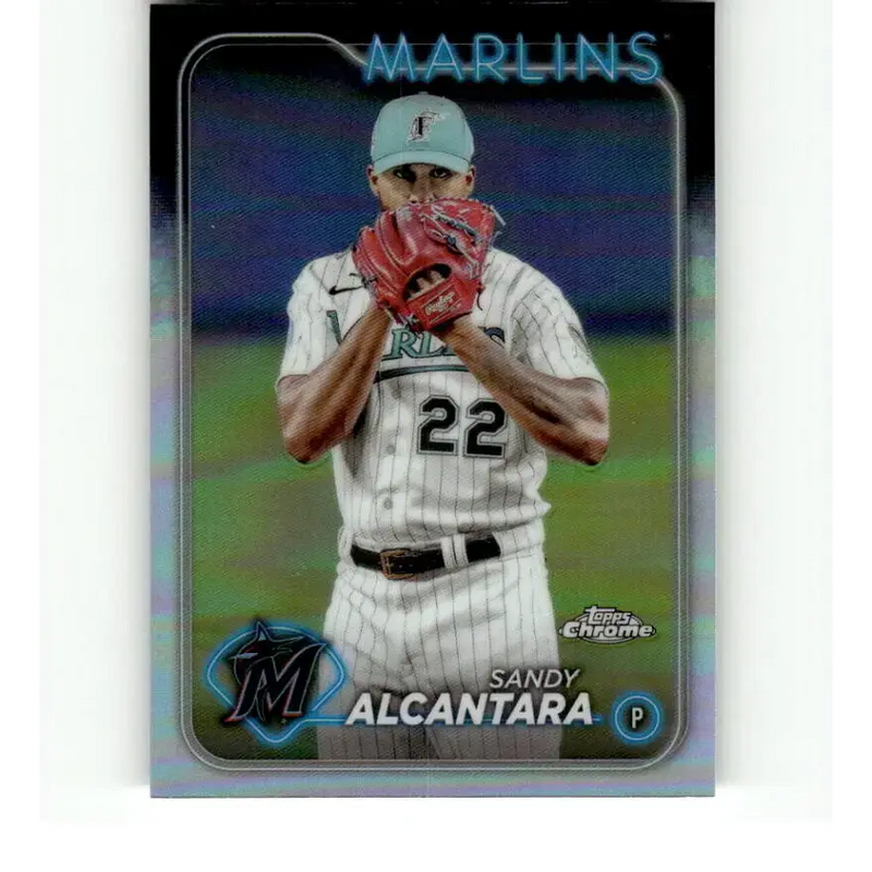 2024 Topps Chrome Refractor #138 Sandy Alcantara NM-MT Miami Marlins Baseball Card - Baseball Card Single