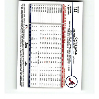 2024 Topps Chrome Refractor #144 Chris Sale NM-MT Atlanta Braves Baseball Card