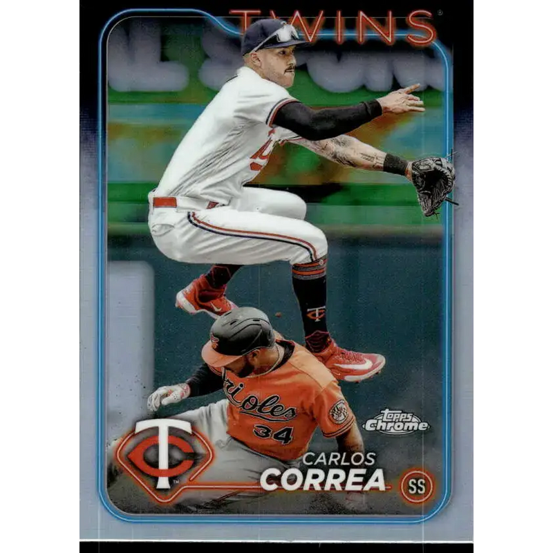 2024 Topps Chrome Refractor #156 Carlos Correa NM-MT Minnesota Twins Baseball Card - Baseball Card Single